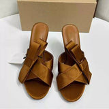 New Style Women's High Heels Sandals - Slim Heel, Bow Accent, Open-Toe, Trendy Sandal Slippers for Elegant Ladies