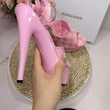Sandals 15CM Super High Heels Women's 5CM Platform Buckle Strap Summer Pole Dance Shoes