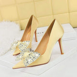 Sandalias Con Tacon Thin Trendy Pointed Toe Bow 2025 Heels for Women