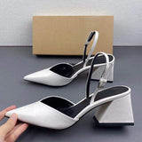 New Arrival Talons Haut Sexy Escarpins White Fashion Women Closed Toe Chunky Block Heels 2025