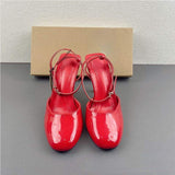 Contrast Color Talon Latest Design Korean Fashion Rhinestone Strap Summer 2025 Heels for Women