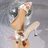 Latest Design Sexy Mules Pearl Trendy Chaussure Femme Sandals Heels 2026 for Women