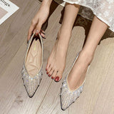 Hot Selling Rhinestone Luxury Pearl Slip on Loafers Office Lady Moccasins Sepatu Flat Shoes for Women