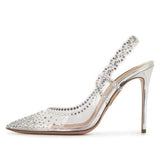 Studded Talons Aiguilles Transparent Sexy Strap up Clear Heels for Women