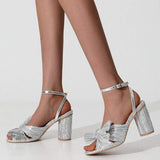 8CM&5CM Large Size US 14 Muti Color Talons Pour Dames Bow Tie Fashion Chunky Block Heels for Ladies