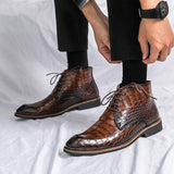 Pointy Toe Fashion Design Plaid Upper Comfortable Durable Wedding Shoes Men Ankle Boots