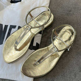 Gold Fashion Sandalias Altas Flip Flops Comfortable Korean Trendy Women's Sandals