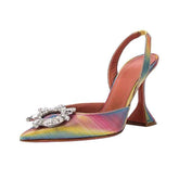 Zapatos De Mujer Elegante Dropshipping Luxury Rhinestone Diamond Kitten Slingback Sandals Ladies Heels Shoes for Women