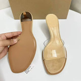 Summer Women's Stiletto Heeled Mules - Open Back Clear Strap Slip-onwith Lucite Heel Sandals