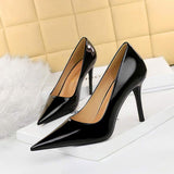 Nude Glossy Elegant Pointed Toe Fashion Sexy Ladies Shoes Stiletto High Heels with Big Size 43