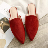 Suede New Ladies Slippers Outdoor Flat Loafer Pointed Toe Mules Slides Footwear