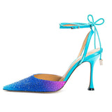 Chaussures a Talons Hauts Pour Femmes High Quality Ankle Strappy Trendy Cover Toe Sexy Rhinestone Luxury High Heels for Women
