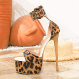 Leopard Sandalia Con Plataformas Super High Peep Toe 2026 Female Stiletto Platform Heels for Women
