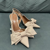 Women's Patent Leather Stiletto Sandals for Spring & Summer - Closed-Toe with Bow, Ankle Strap High-Heel Dress Shoes