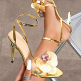 Luxury Talons Slingback Style Gold Heels for Ladies
