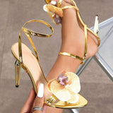 Luxury Talons Slingback Style Gold Heels for Ladies