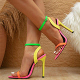 Contrast Sandals Zapatos Mujer Saltos Fashion Lace up Strappy Buckle Strap New Heels for Ladies