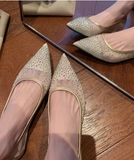 Designer Diamond Rhinestone New Soft Sole Mesh Shoes Flat Slipper Pumps Pointed Toe Women Flat Shoes