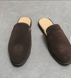 Faux Suede Slippers Casual Summer Men Shoes Classic Half Loafers Lightweight Breathable Leisure Slip on