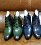 Classy Designers Height Increasing Leather Dress Shoes Lace up Men Luxury Ankle Boots