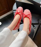 Women's Floral Embroidered Ballet Flats with Sheepskin Lining, Soft Fabric Upper and Non-Slip Rubber Sole for Casual Wear