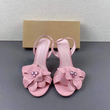Flower Decorated Style Women Summer Sandals 2024 Ladies Heels for Women
