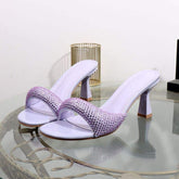 Unique Chaussures Talon Open Toe Summer Pink Green Slipper Heels for Women