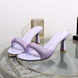 Unique Chaussures Talon Open Toe Summer Pink Green Slipper Heels for Women