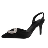 Size 31-43 Tacones Dropshipping Luxury Rhinestone Diamond Slingback Pumps Shoes Women Heel for Ladies
