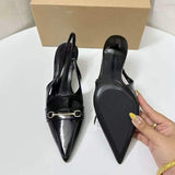Black Sandalias Plastico Summer Sandal Shoes Slingback Kitten Women's Heels