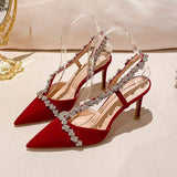 Luxury Designer Zapatos Mujer Tacon Diamond Rhinestone Women Stiletto High Heels Girl Dress Pumps Shoes