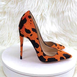 New Women Orange Pointed Toe Sexy Flat 6/8/10/12Cm Customized Designer Shoes Plus Size 34-45 High Heels