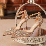 6.5CM/9.5CM Luxury Bling Sequin Quality Female Party Party Shoes Gold Fashion New Style Pumps Heels for Women