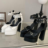 Retro Sandalias Con Tacon Buckle Lace up 2024 Sandals Platform Heels for Women