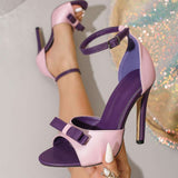 Purple Zandalias Talon Femmes Sandal Shoes Open Toe Summer Heels for Women