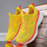 Large Size Running Shoes Men Vibrant Yellow Athletic Trainers Lightweight Cushioning Wide Fit Gym Sneakers
