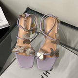 Purple Butterfly New Arrival Sandales Chaussures Dames Summer Sandals Open Toe Ankle Lace up Strap Heels for Women