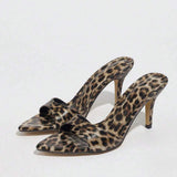 Ladies' Pointed-Toe Sexy Leopard Print Ankle-Strap Stiletto Sandals - Fashionable Leopard Brown Women High-Heeled Shoes