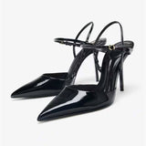 Women's Pointed Toe Stiletto Heel Sandals - Closed-Toe Backless Pumps for Chic Office & Party