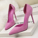 Trendy Color Sandalias Romanas Top Quality Stiletto Summer Sandals Elegant Purple Suede Heels