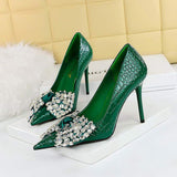 Bayan Ayakkabi Summer New Fashion Pumps Design Elegant Lady High Clear Heels for Women Silver Crystal Shoes