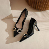Zapatos De Mujer Elegante MOQ 1 Pair Metal Decoration Pointed Sexy 2024 Stiletto Heels Shoes