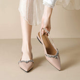 Rhinestone Design Dress Pumps Fashion Elegant Slingback Style Official Work Shoes Women's Flats