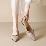 Rhinestone Design Dress Pumps Fashion Elegant Slingback Style Official Work Shoes Women's Flats
