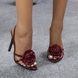 Talons Chic Slingback Rose Flower Sexy Shoes Summer Heels for Women Ladies