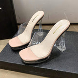 Sexy Trendy Perspex Shoes Transparent Slipper Clear Heels for Women and Ladies