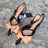 Slingback Escarpin Femme New Color Shoes Fashion Bow Tie Talon Mules for Women Shoes