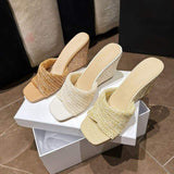 New Trendy Quality Sandalias Plataforma Jute Rubber Sole 2026 Platform Female Wedge Sandals