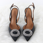 Top Selling 2025 New Buckle Strap Slingback Diamond Wedding Shoes Unique Luxury Diamond Heels for Ladies Shoes