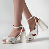 Triangle Heel Big Feet Talons Pour Dames Bow Tie Trendy Chunky Block Heels for Ladies